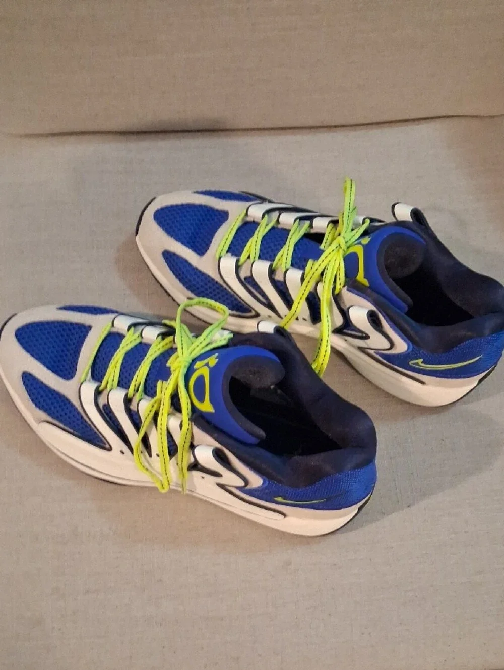 Nike Blue and Volt Low-Top Athletic Sneakers